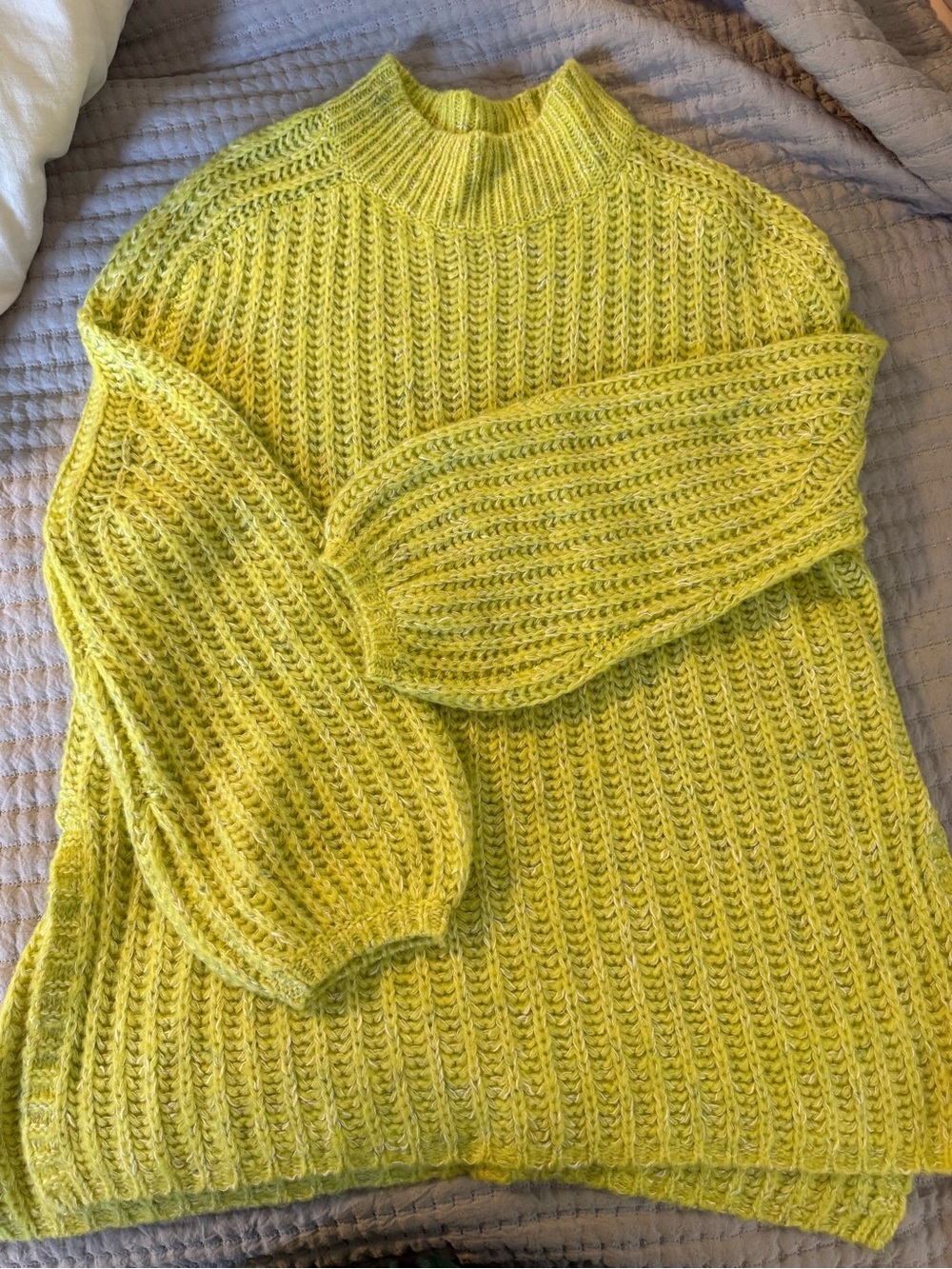 Pilcro Yellow Ribbed Turtleneck Sweater